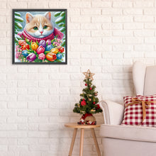 Load image into Gallery viewer, Diamond Painting - Full Round - Flower and scarf kitten (30*30CM)