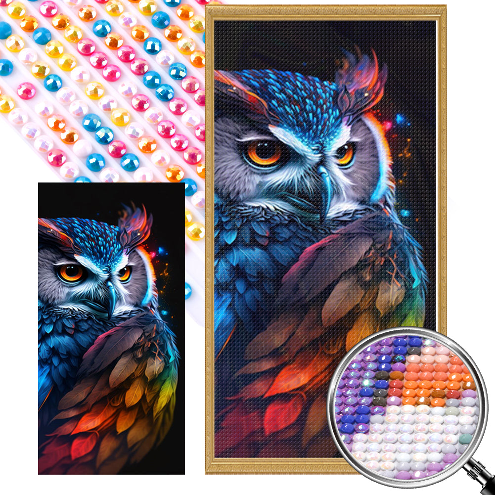 AB Diamond Painting - Full Round - Fluorescent colorful owl (40*90CM)