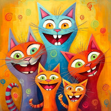 Load image into Gallery viewer, Diamond Painting - Full Round - cartoon cat group (30*30CM)
