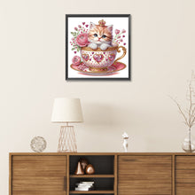 Load image into Gallery viewer, Diamond Painting - Partial Special Shaped - white cup kitten (30*30CM)