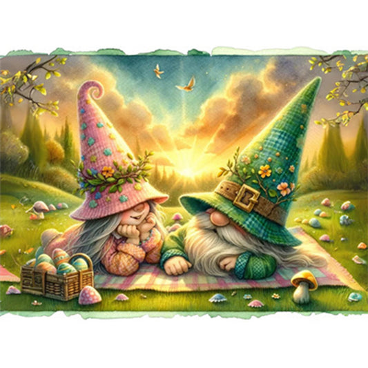 AB Diamond Painting - Full Round - Easter Gnome Chat (40*30CM)