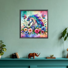 Load image into Gallery viewer, Diamond Painting - Full Round - flower unicorn (30*30CM)