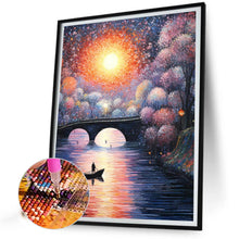Load image into Gallery viewer, AB Diamond Painting - Full Round - Small bridge at sunset and flowing water (40*50CM)