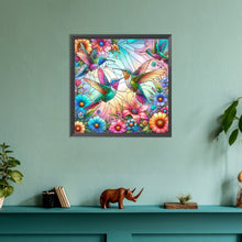 Load image into Gallery viewer, Diamond Painting - Full Round - flowers hummingbird (30*30CM)