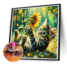 Load image into Gallery viewer, Diamond Painting - Full Round - Sunflower and kitten (30*30CM)