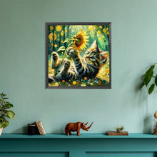 Load image into Gallery viewer, Diamond Painting - Full Round - Sunflower and kitten (30*30CM)