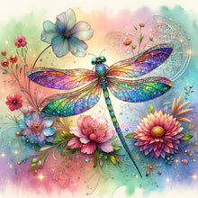 Load image into Gallery viewer, Diamond Painting - Full Round - Flowers dragonfly (30*30CM)