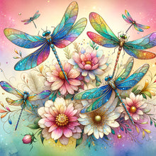 Load image into Gallery viewer, Diamond Painting - Full Round - Flowers dragonfly (30*30CM)