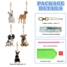 Load image into Gallery viewer, 5 Pcs Double Sided Cute Dog Diamond Painting Keychain for Bag Charms Pendant