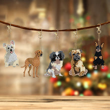 Load image into Gallery viewer, 5 Pcs Double Sided Cute Dog Diamond Painting Keychain for Bag Charms Pendant