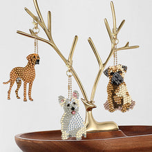 Load image into Gallery viewer, 5 Pcs Double Sided Cute Dog Diamond Painting Keychain for Bag Charms Pendant