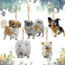 Load image into Gallery viewer, 5 Pcs Double Sided Cute Dog Diamond Painting Keychain for Bag Charms Pendant