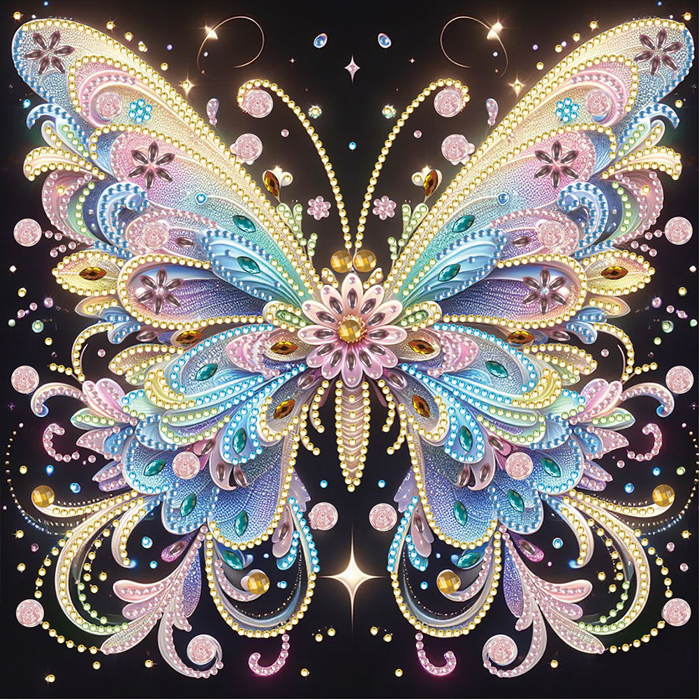 Diamond Painting - Partial Special Shaped - colorful butterfly (30*30CM)