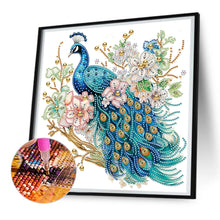 Load image into Gallery viewer, Diamond Painting - Partial Special Shaped - Flower branch peacock (30*30CM)