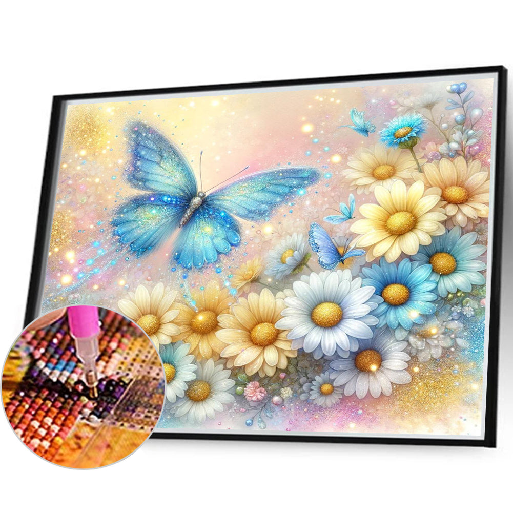 Diamond Painting - Full Round - Pearl Daisy Butterfly (35*30CM)