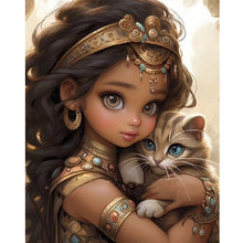 Load image into Gallery viewer, Diamond Painting - Full Round - girl and kitten (40*50CM)