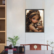 Load image into Gallery viewer, Diamond Painting - Full Round - girl and kitten (40*50CM)