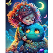 Load image into Gallery viewer, Diamond Painting - Full Round - girl and monster (40*50CM)