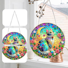 Load image into Gallery viewer, Sun Catcher 5D DIY Diamond Painting Dots Pendant for Office Decor (Flower Cat)