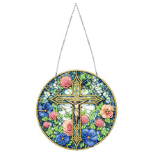 Load image into Gallery viewer, Sun Catcher 5D DIY Diamond Painting Dots Pendant for Office Decor (Jesus Cross)