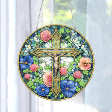Load image into Gallery viewer, Sun Catcher 5D DIY Diamond Painting Dots Pendant for Office Decor (Jesus Cross)