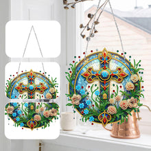 Load image into Gallery viewer, Sun Catcher 5D DIY Diamond Painting Dots Pendant for Office Decor (Flower Cross)