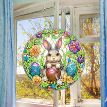 Load image into Gallery viewer, Sun Catcher 5D DIY Diamond Painting Dots Pendant for Office Decor (Flower Bunny)