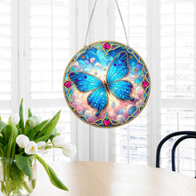 Load image into Gallery viewer, Sun Catcher 5D Diamond Painting Dots Pendant for Office Decor (Blue Butterfly)