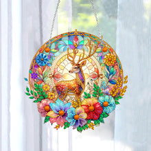 Load image into Gallery viewer, Sun Catcher 5D DIY Diamond Painting Dots Pendant for Office Decor (Flower Moose)