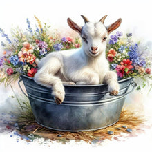 Load image into Gallery viewer, Diamond Painting - Full Round - Lamb and flowers in iron basin (30*30CM)