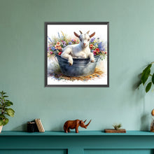 Load image into Gallery viewer, Diamond Painting - Full Round - Lamb and flowers in iron basin (30*30CM)