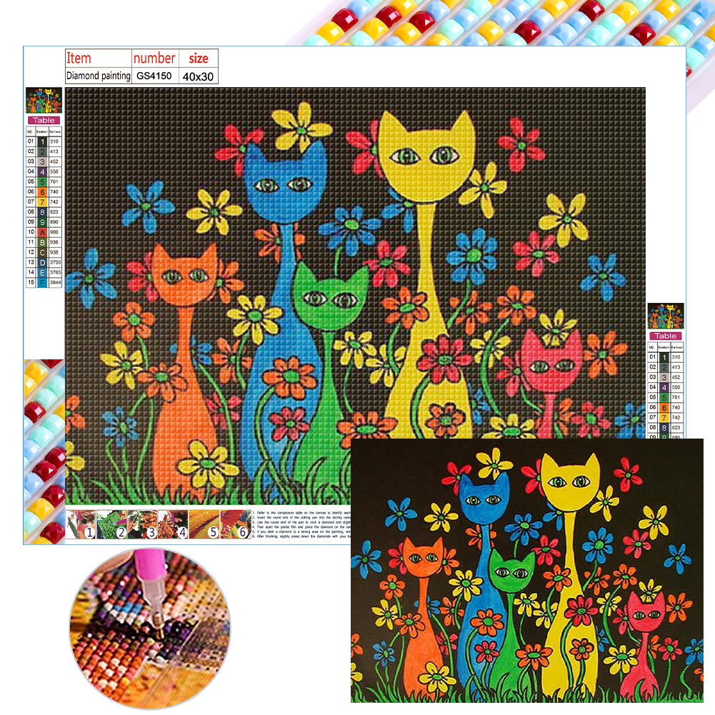 Diamond Painting - Full Square - flower kitten (40*30CM)