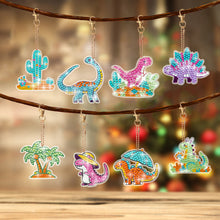 Load image into Gallery viewer, 8 Pcs Double Side Full Drill Diamond Painting Art Keychain Kit (Desert Dinosaur)