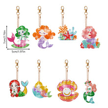 Load image into Gallery viewer, 8 Pcs Double Side Full Drill Diamond Painting Art Keychain Pendant (Mermaids)