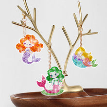 Load image into Gallery viewer, 8 Pcs Double Side Full Drill Diamond Painting Art Keychain Pendant (Mermaids)