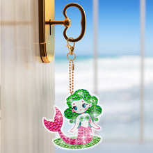 Load image into Gallery viewer, 8 Pcs Double Side Full Drill Diamond Painting Art Keychain Pendant (Mermaids)
