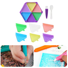 Load image into Gallery viewer, Large Capacity DIY Hexagonal Diamond Painting Tray with Spoon Brush(Mixed Color)