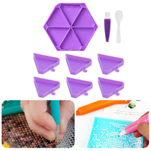 Load image into Gallery viewer, Large Capacity DIY Hexagonal Diamond Painting Tray Kit with Spoon Brush (Purple)