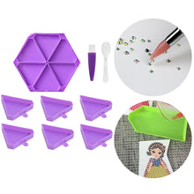 Load image into Gallery viewer, Large Capacity DIY Hexagonal Diamond Painting Tray Kit with Spoon Brush (Purple)