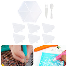 Load image into Gallery viewer, Large Capacity DIY Hexagonal Diamond Painting Tray Kit with Spoon Brush (Clear)