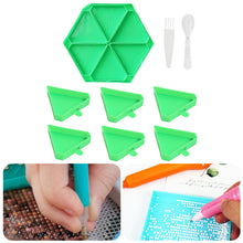 Load image into Gallery viewer, Large Capacity DIY Hexagonal Diamond Painting Tray Kit with Spoon Brush (Green)