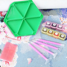 Load image into Gallery viewer, Large Capacity DIY Hexagonal Diamond Painting Tray Kit with Spoon Brush (Green)