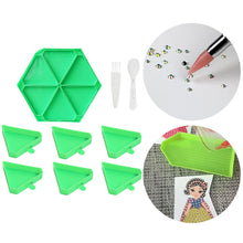 Load image into Gallery viewer, Large Capacity DIY Hexagonal Diamond Painting Tray Kit with Spoon Brush (Green)