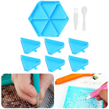 Load image into Gallery viewer, Large Capacity DIY Hexagonal Diamond Painting Tray Kit with Spoon Brush (Blue)