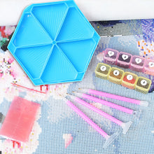 Load image into Gallery viewer, Large Capacity DIY Hexagonal Diamond Painting Tray Kit with Spoon Brush (Blue)