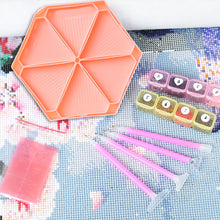 Load image into Gallery viewer, Large Capacity DIY Hexagonal Diamond Painting Tray Kit with Spoon Brush (Pink)