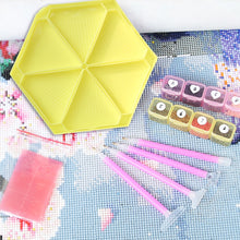 Load image into Gallery viewer, Large Capacity DIY Hexagonal Diamond Painting Tray Kit with Spoon Brush (Yellow)