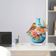 Load image into Gallery viewer, Acrylic Bird Flower Vase Desktop Diamond Painting Art Kits for Home Office Decor