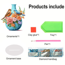 Load image into Gallery viewer, Acrylic Bird Flower Vase Desktop Diamond Painting Art Kits for Home Office Decor