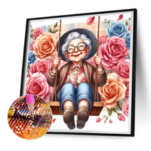 Load image into Gallery viewer, Diamond Painting - Full Round - Happy old lady on swing (30*30CM)